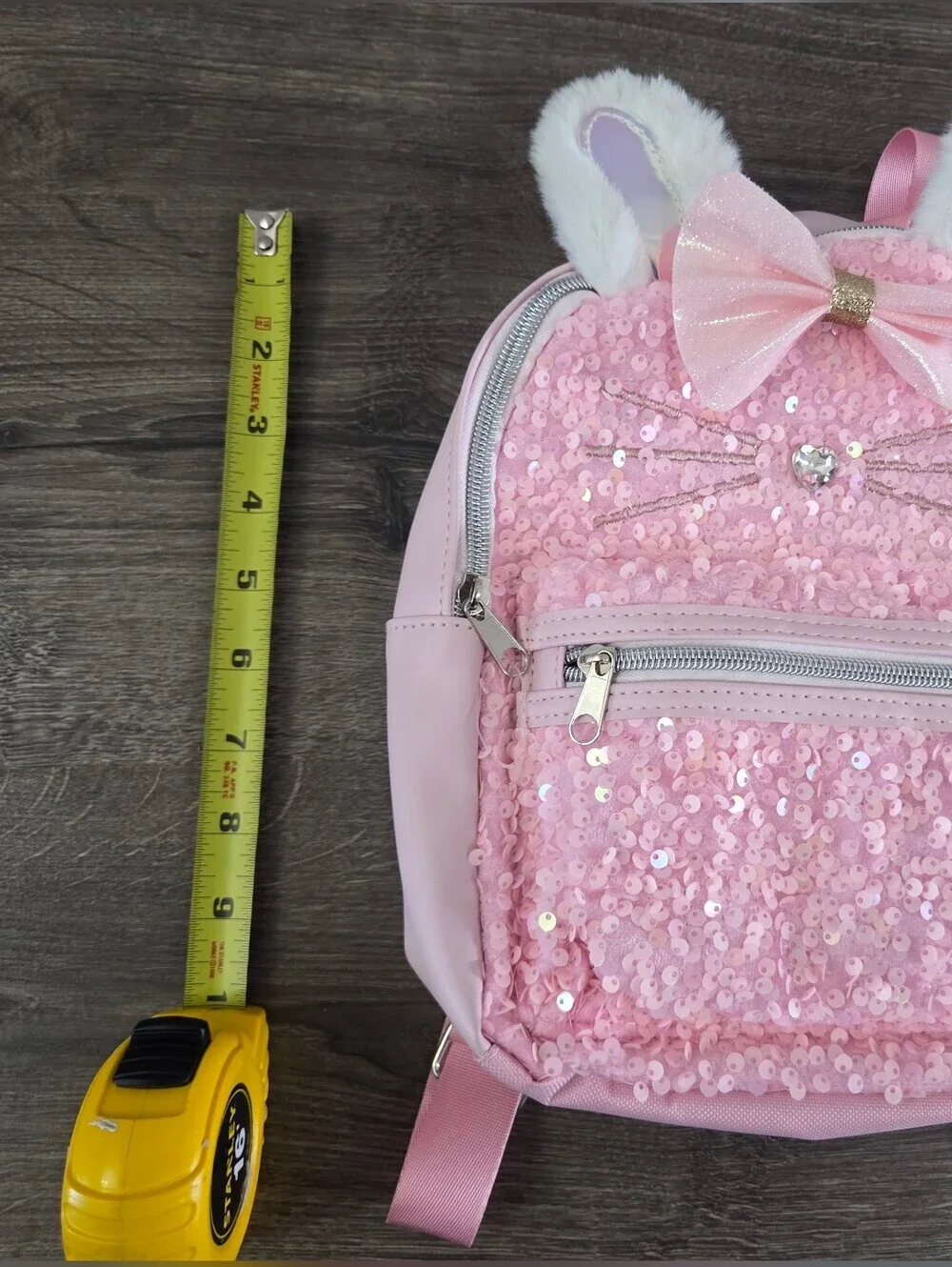 Pink Sequin Bunny Kids Backpack with Bow NEW